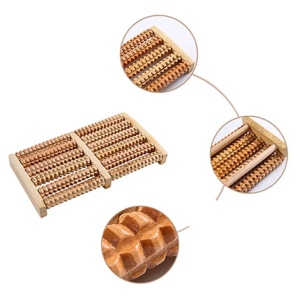 Masajeador De Pies Spa De Madera 6 Rodillos Reflexología