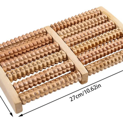 Masajeador De Pies Spa De Madera 6 Rodillos Reflexología