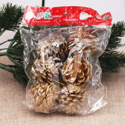 Pack 6 Piña Seca Cono Pino Adorno Colgante Árbol Navidad Marrón / Piña de Navidad