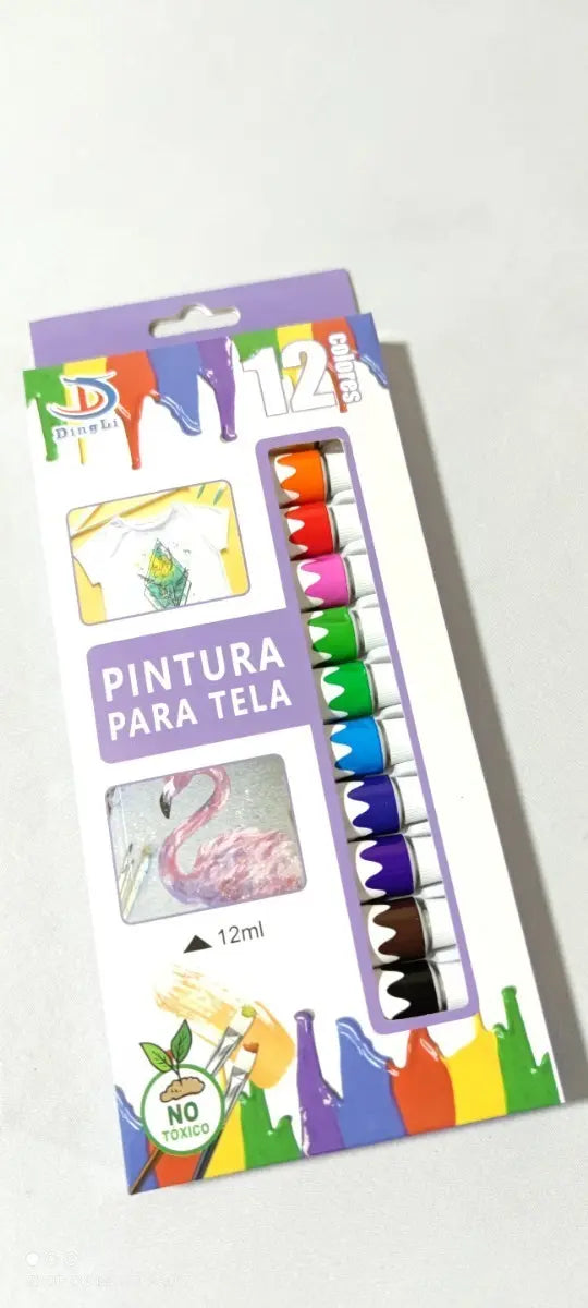 Pack 12 Pintura Para Tela Ropa 12ml + 15 Pinceles Surtidos