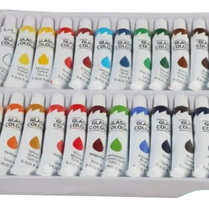 Set Pintura Para Vidrio 24 Colores Surtidos - 12ml Cada Uno Titanium white