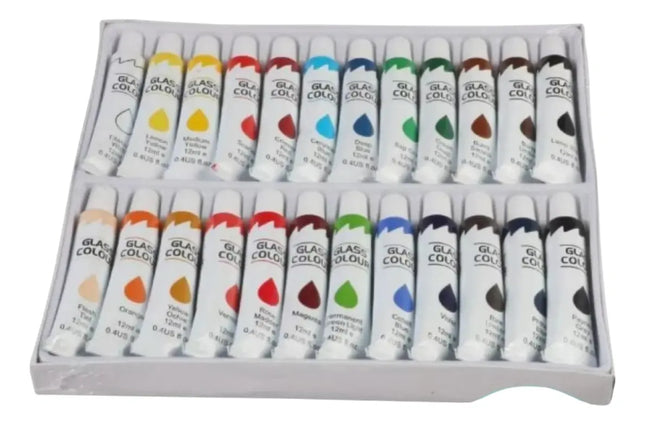 Set Pintura Para Vidrio 24 Colores Surtidos - 12ml Cada Uno Titanium white
