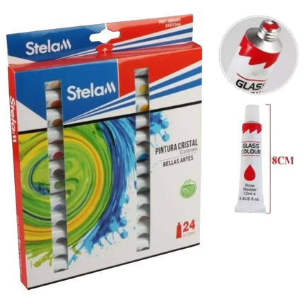 Set Pintura Para Vidrio 24 Colores Surtidos - 12ml Cada Uno Titanium white