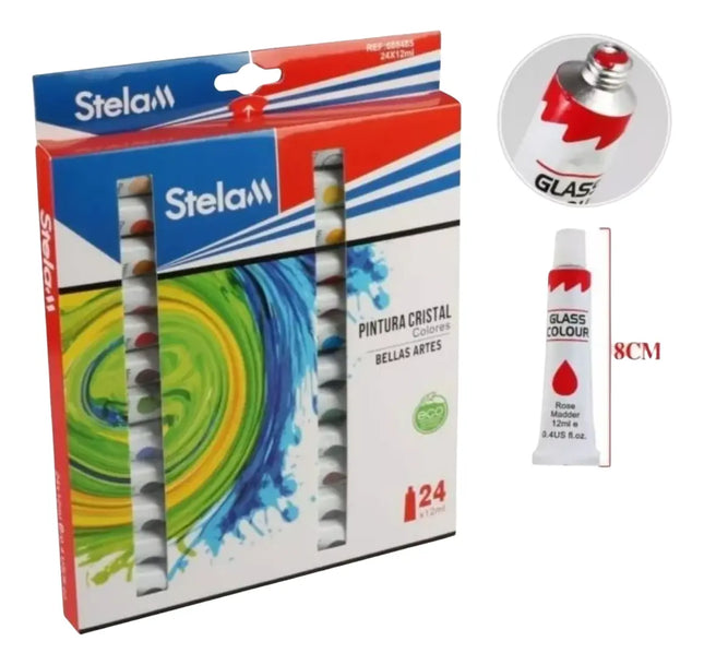 Set Pintura Para Vidrio 24 Colores Surtidos - 12ml Cada Uno Titanium white