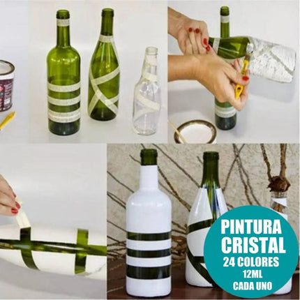 Set Pintura Para Vidrio 24 Colores Surtidos - 12ml Cada Uno Titanium white