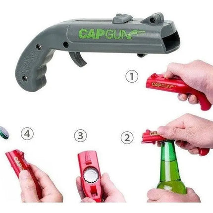 Cap Gun Pistola Destapador De Cerveza Dispara Tapas, Llavero