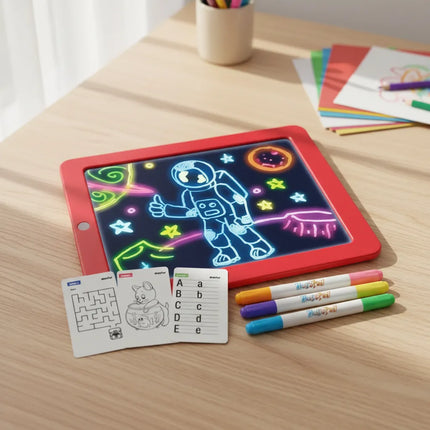 Pizarra Mágica Led Dibujo Mágico 3d Magic + Plumones Flúor
