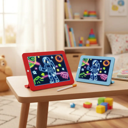 Pizarra Mágica Led Dibujo Mágico 3d Magic + Plumones Flúor