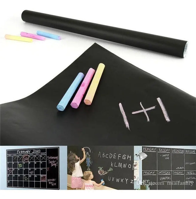 Pizarra Adhesiva Negra Para Tiza, Sticker 2mts Negro