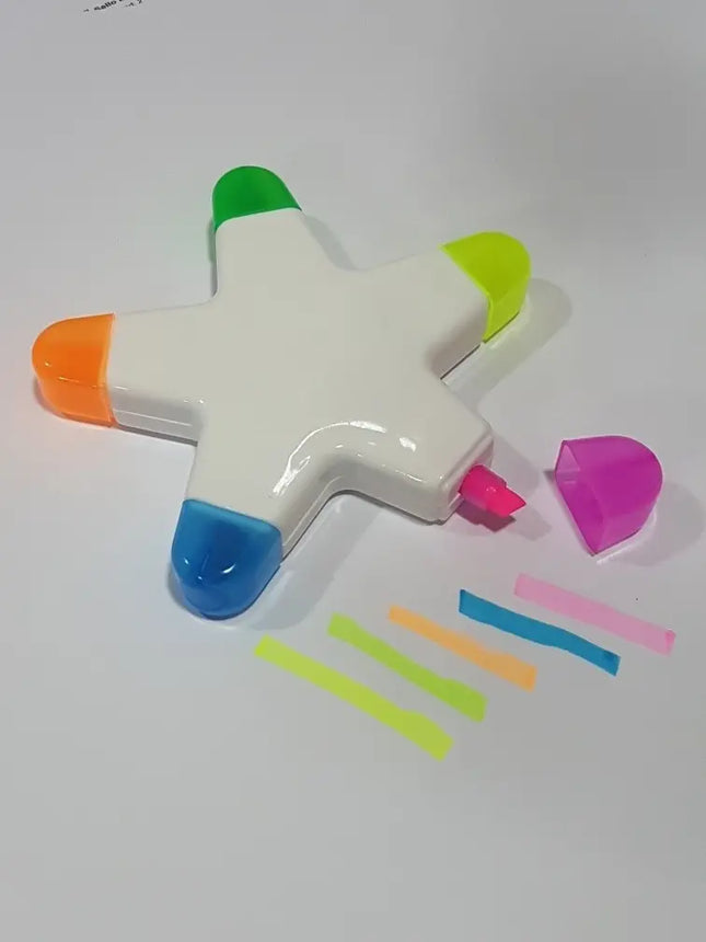 Lápiz Plumón Destacador 5 Colores En 1, Forma De Estrella