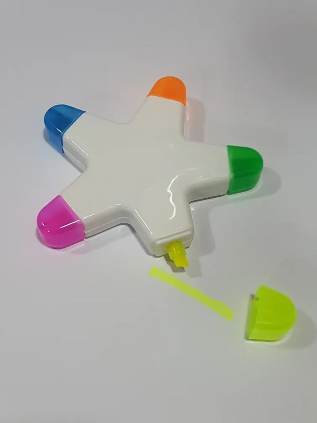 Lápiz Plumón Destacador 5 Colores En 1, Forma De Estrella