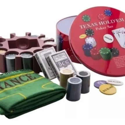 Set De Poker Texas Holdem 240 Fichas Caja + Paño Black Jack