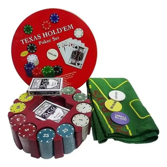 Set De Poker Texas Holdem 240 Fichas Caja + Paño Black Jack