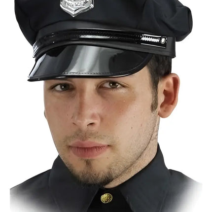 Gorro Oficial De Policía Genero, Gorra Disfraz Minifiestas Negro