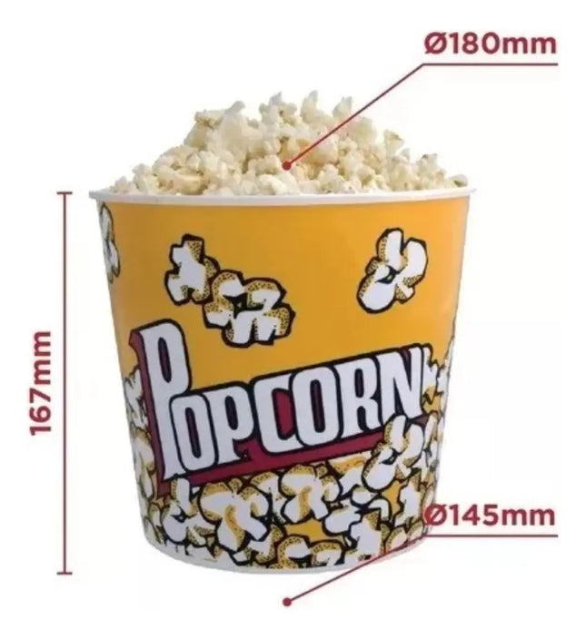 Set 2 Vasos Balde Plástico Cabritas O Pop corn 85 Oz 19x15 Amarillo