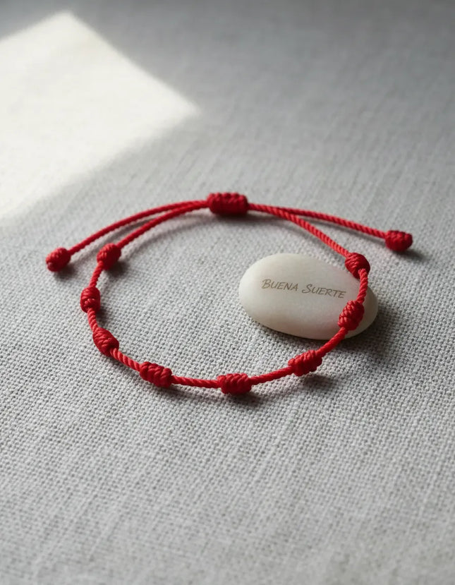Pulsera Hilo Rojo 7 Nudos Protección Buena Suerte Rojo