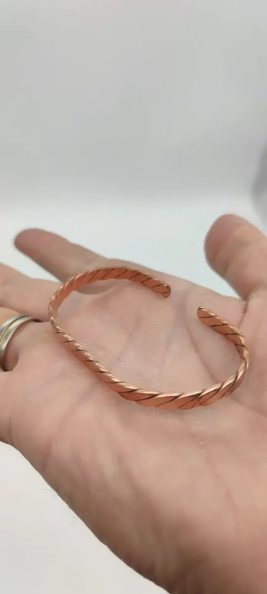 Pulsera De Cobre, Ajustable, Diseño Unisex #1 Dorado oscuro / 15.24 cm | 45.72 cm