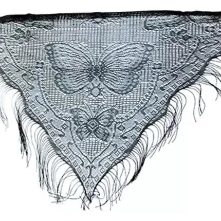 Puntilla Chal Traje Típico Baile Chilote Niña 110x55cms Chic Negro / Mariposa / 279.4 cm / 139.7 cm | niña