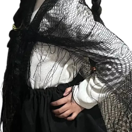 Puntilla Chal Traje Típico Baile Chilote Niña 110x55cms Chic Negro / Mariposa / 279.4 cm / 139.7 cm | niña