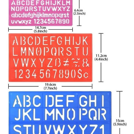 Pack 4 Reglas Plantilla Números Y Letras Tamaños Surtidos