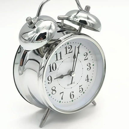 Despertador Campana Doble De Metal Vintage Retro Plateado