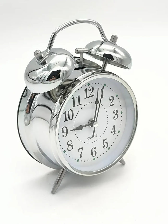 Despertador Campana Doble De Metal Vintage Retro Plateado