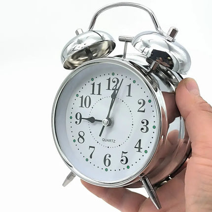 Despertador Campana Doble De Metal Vintage Retro Plateado