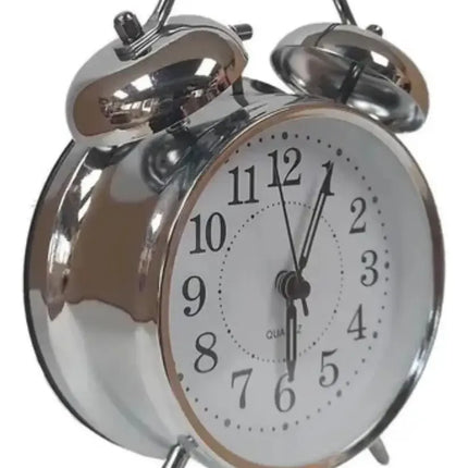 Despertador Campana Doble De Metal Vintage Retro Plateado