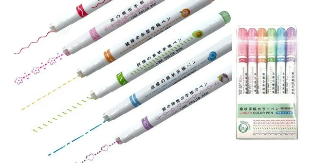 Set 6 Rotulador Tiralíneas Diseño Para Tarjetería Scrapbook Multicolor (tonos pastel)