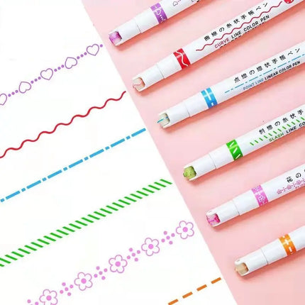 Set 6 Rotulador Tiralíneas Diseño Para Tarjetería Scrapbook Multicolor (tonos pastel)