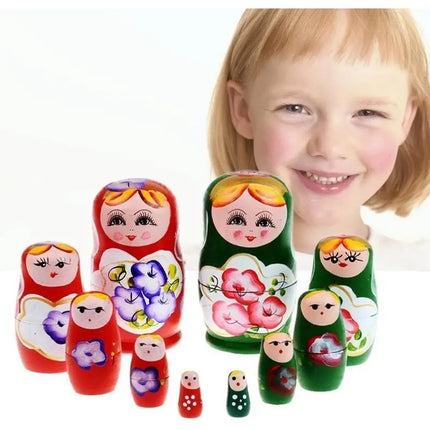 Muñecas Matrioska Rusas 5 Piezas De Madera Pintadas A Mano