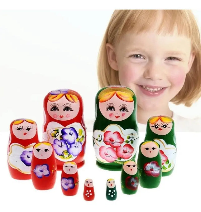 Muñecas Matrioska Rusas 5 Piezas De Madera Pintadas A Mano