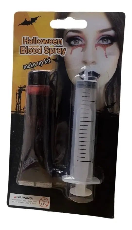 Sangre Falsa Artificial Maquillaje + Jeringa. Minifiestas