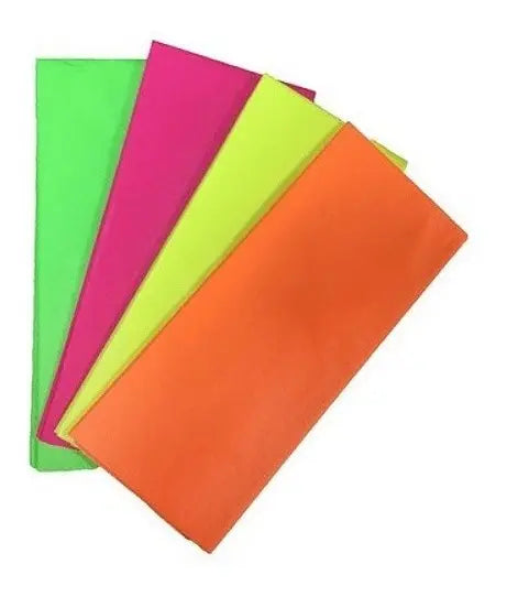 20 X Papel De Seda Color Flúor 4 Colores Pliego 50 X 66cms