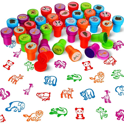 Set 40 Timbres Sellos Infantiles Sorpresa Cumple Piñatas Celeste / Rojo