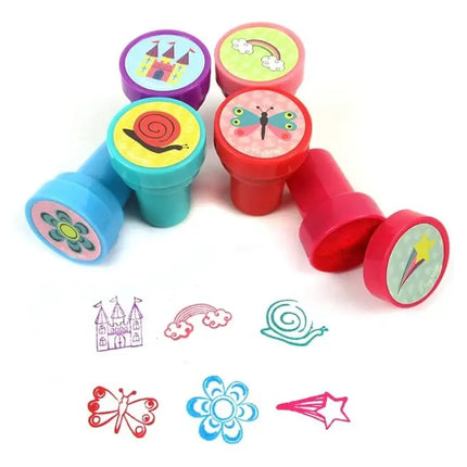 Set 40 Timbres Sellos Infantiles Sorpresa Cumple Piñatas Celeste / Rojo