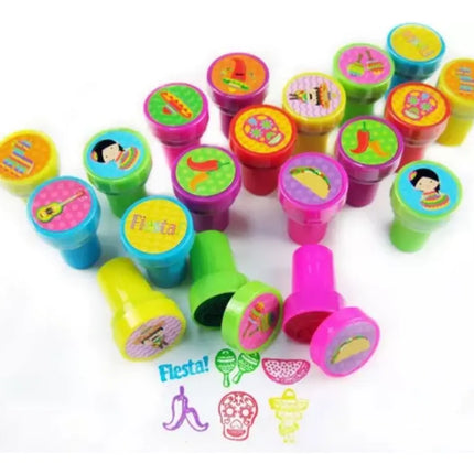 Set 40 Timbres Sellos Infantiles Sorpresa Cumple Piñatas Celeste / Rojo