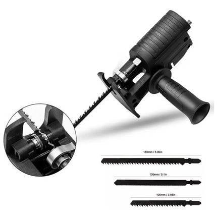 Sierra Caladora Adaptador A Taladro + 3 Hojas Madera Metal