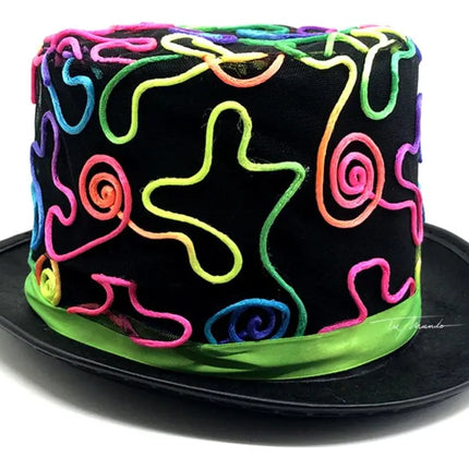 Sombrero De Copa, Gorro De Mago, Flúor Neon Adulto