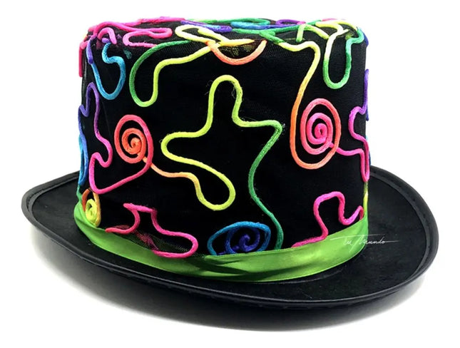 Sombrero De Copa, Gorro De Mago, Flúor Neon Adulto