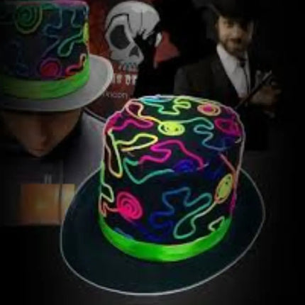 Sombrero De Copa, Gorro De Mago, Flúor Neon Adulto