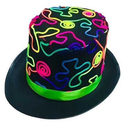 Sombrero De Copa, Gorro De Mago, Flúor Neon Adulto