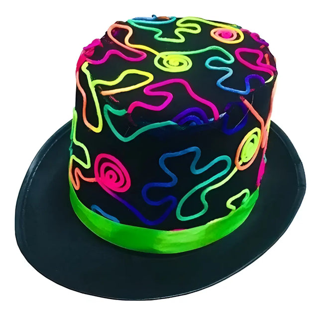 Sombrero De Copa, Gorro De Mago, Flúor Neon Adulto