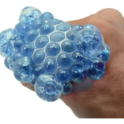 Pelota Antiestress Malla Y Escarcha Anti Estress Squishy Azul