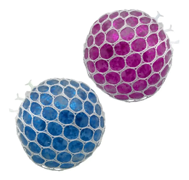 Pelota Antiestress Malla Y Escarcha Anti Estress Squishy Azul