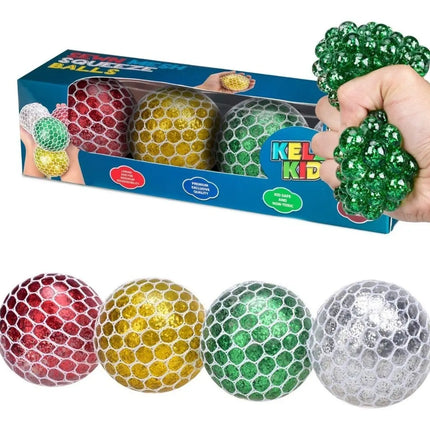 Pelota Antiestress Malla Y Escarcha Anti Estress Squishy Azul
