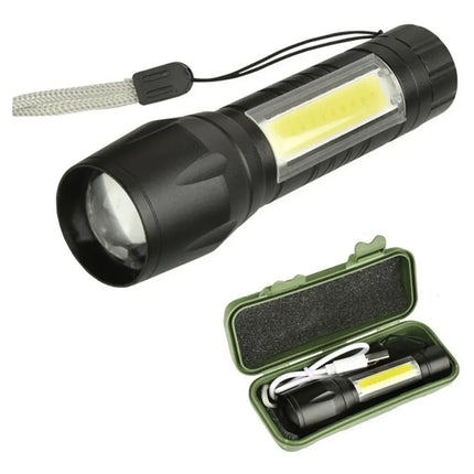 5x Linterna Led T6, USB Recargable 2 En 1, 800 Lúmenes Verde oscuro / Blanco