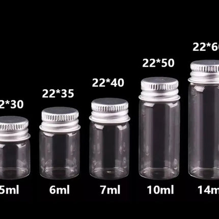 12 Mini Botellita Frasco Vidrio 60x20mm 14ml Tapa Rosca