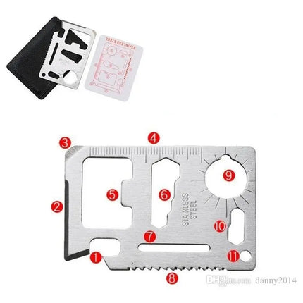 Tarjeta Metal Supervivencia 11 En 1 Multiherramienta Camping Negro