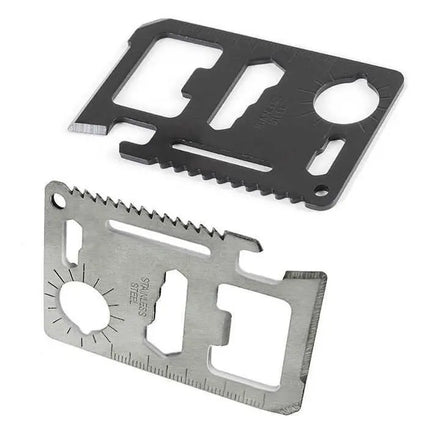 Tarjeta Metal Supervivencia 11 En 1 Multiherramienta Camping Negro